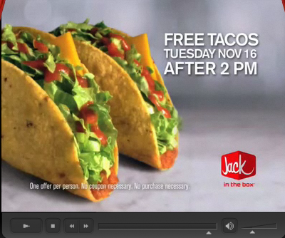 Free Tacos Tue. Nov. 16 After 2 pm